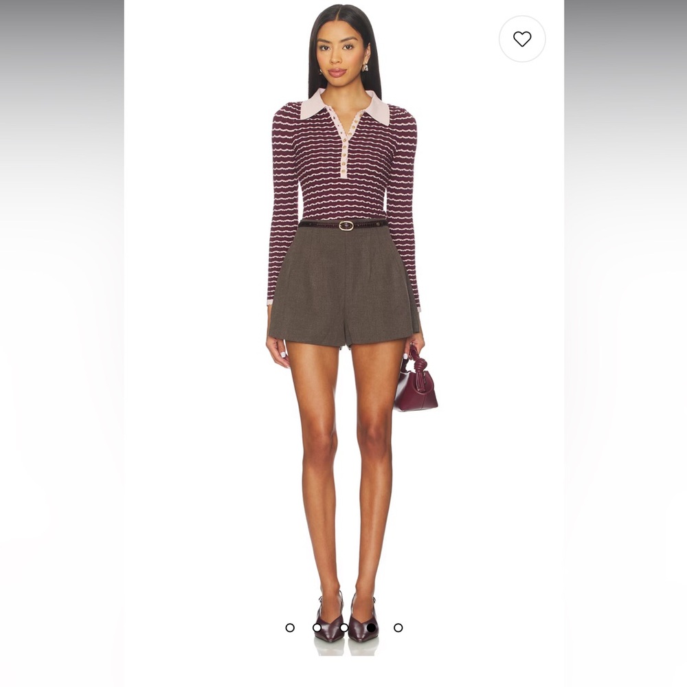 Revolve x Heartloom Burgundy Striped Polo Mel Sweater Top ($149 USD)